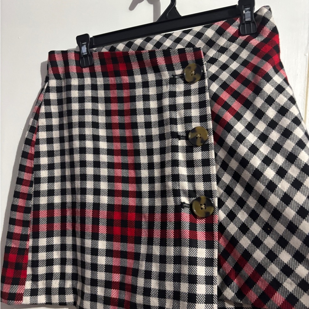 Plaid Button-Front Skirt